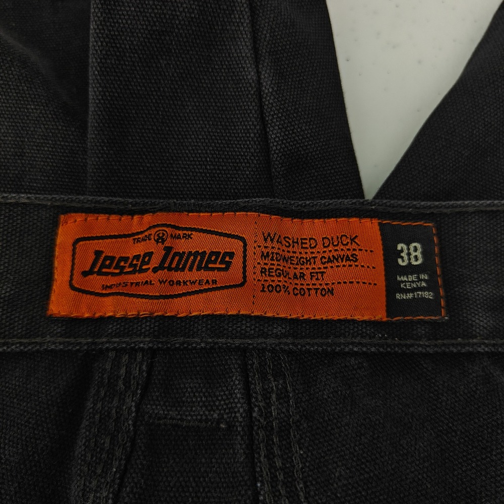 Jesse James Industrial Workwear Shorts Men 38 Black Washed Duck Canvas Carpenter - Picture 3 of 12